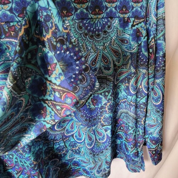 NEW Heritage Charm XXL 2X Plus Peacock Print Top rhinestones pullover NWT blouse - Picture 7 of 11